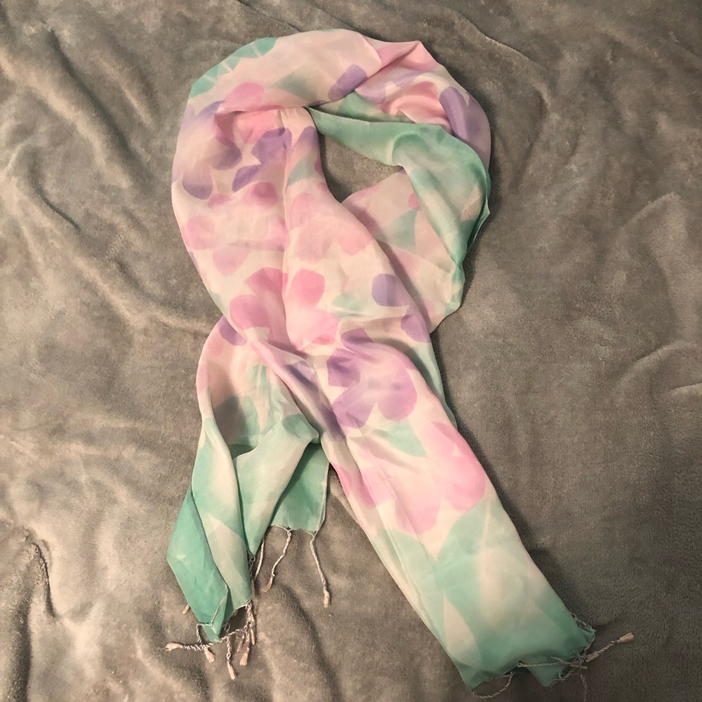 Pink, Blue, and Purple Floral Scarf